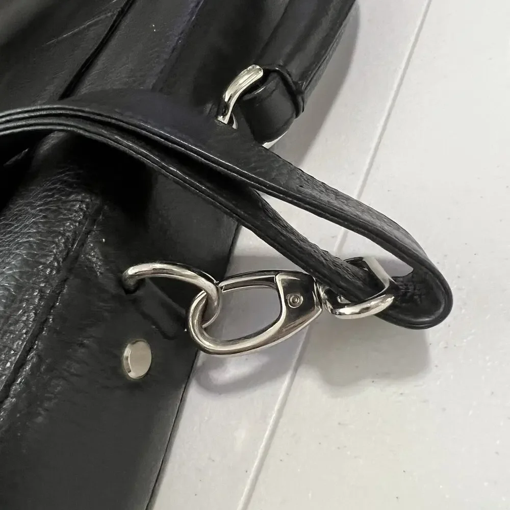 BOSCA Black Soft Leather Double Gusset Flapover Briefcase Messenger Bag